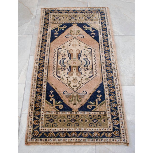 1970s Vintage Turkish Rug Hand Made Small Rug Doormat -1′9″ × 3′4″ For Sale - Image 12 of 12