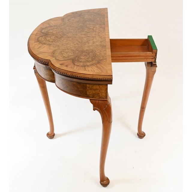 1930s Queen Anne Burr Walnut Games Table, 1930s For Sale - Image 5 of 8