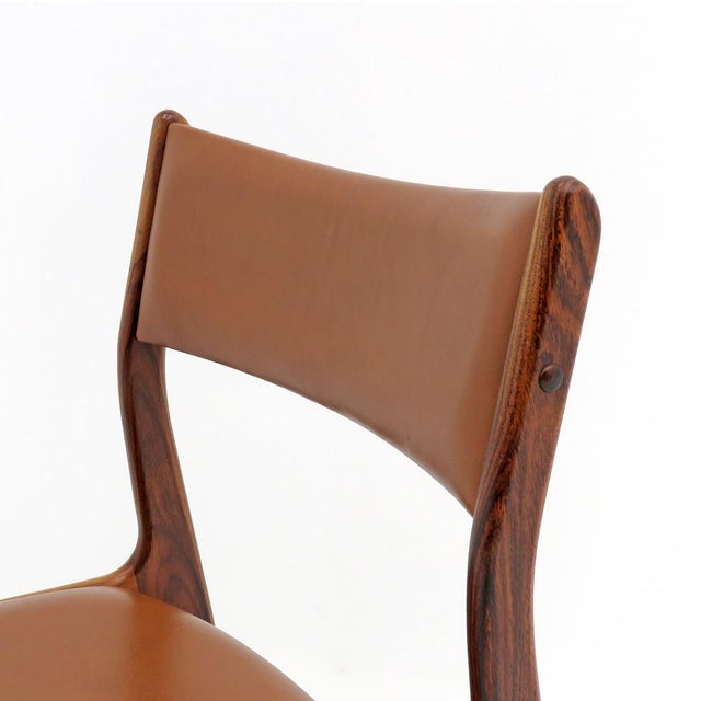 Textile Set of 8 Danish Modern, Palisander & Leatherette, Dining Chairs, 1960 For Sale - Image 7 of 10