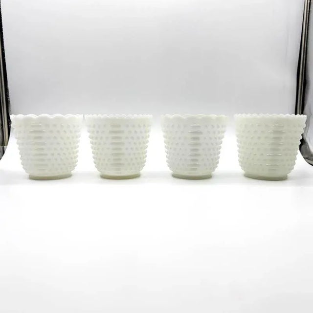 White Mid 20th Century Fire King Hobnail Milk Glass Planters- Set of 4 For Sale - Image 8 of 10