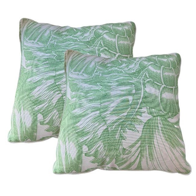 2020s Pair of 24'' Meg Braff Green Pillows For Sale - Image 5 of 5