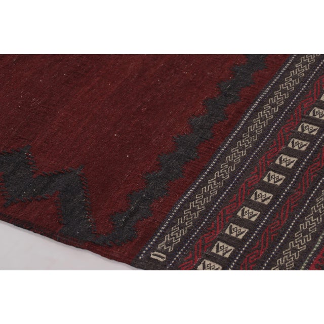 Traditional Vintage Persian Kilim Runner, Brick Red With Sawtooth Border - Rug & Kilim For Sale - Image 3 of 9