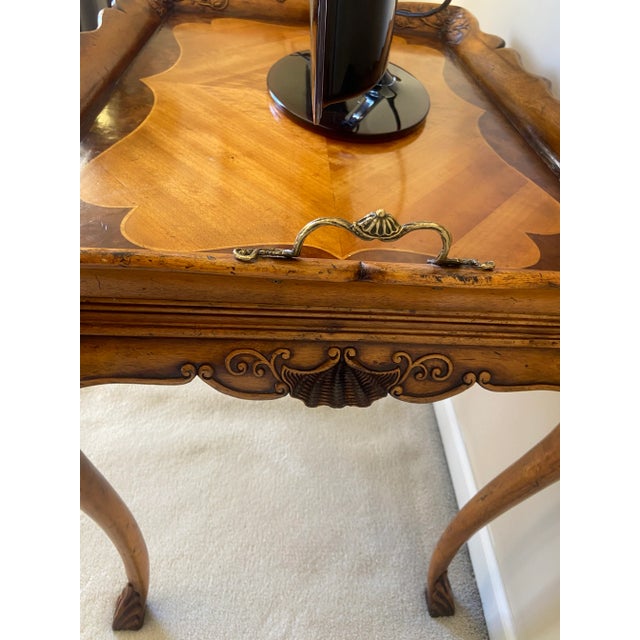 Traditional Johnathan Charles - Carved Tray Table For Sale - Image 3 of 12