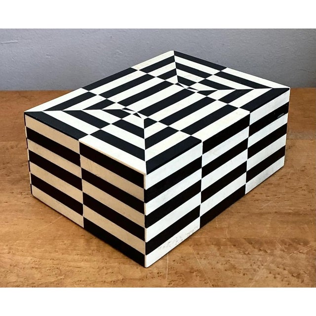 Vintage Black and White Bone Box For Sale - Image 9 of 14