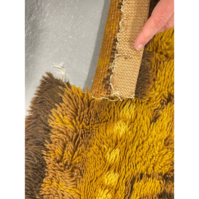Vintage 1970’s Rya Rug – Mid Century Modern Mustard Yellow & Brown Shag Rug, C. 1970’s For Sale - Image 13 of 13