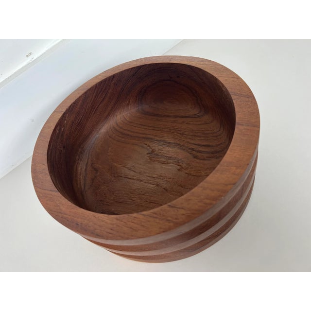 Large Vintage Scandinavian Fluted Teak Bowl For Sale - Image 4 of 11