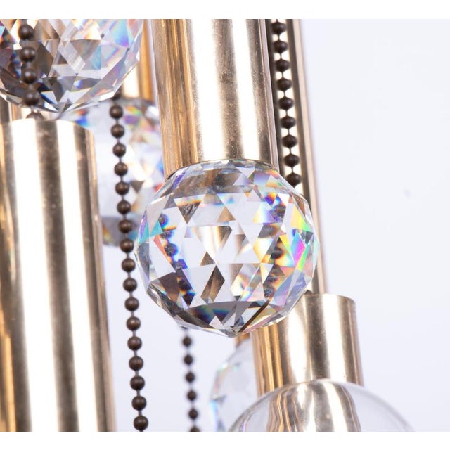 Cascading 36 Chandelier Swarovski Crystal Gilt Brass by Ernst Palme, 1960 For Sale - Image 6 of 16