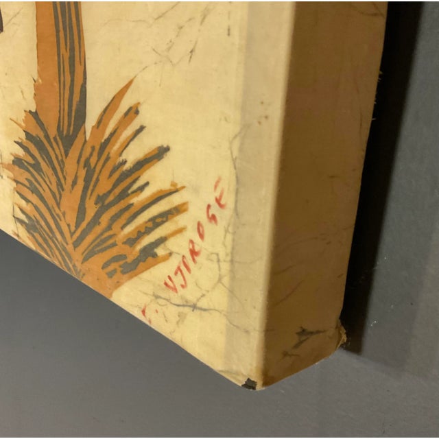 Vintage Large African Batik on Stretcher Artist Signed Wall Art Giraffes and Kudus For Sale - Image 11 of 13