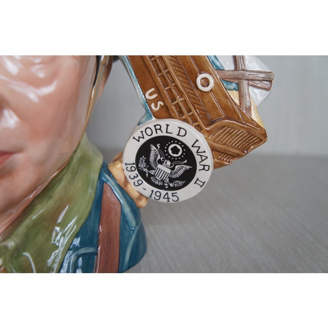 Ceramic American Royal Doulton u.s. Military Soldier World War II Toby Character Jug For Sale - Image 7 of 16