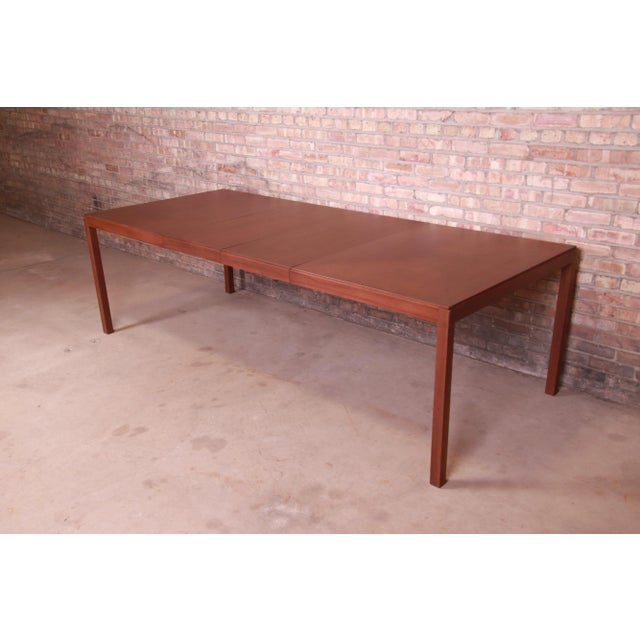 Mid-Century Modern John Stuart Mid-Century Modern Walnut Extension Dining Table, Newly Refinished For Sale - Image 3 of 13