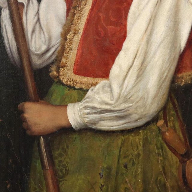 Domenico Pesenti, Portrait, Oil on Canvas, 19th Century For Sale - Image 6 of 12