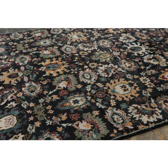 Rug & Kilim’s Modern Karabagh Rug in Black with Multicolor Floral Patterns For Sale - Image 4 of 7