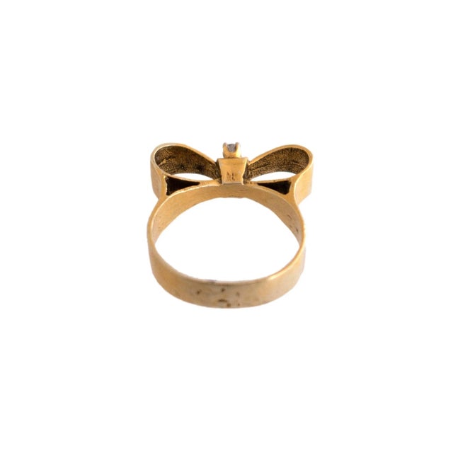Antique Enameled Bow Ring, Size 6.5 For Sale - Image 4 of 7