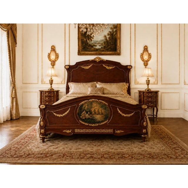 1950 European Artisan Louis XVI Mahogany Bedframe – 4 Pc For Sale - Image 12 of 16