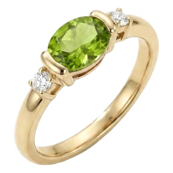Peridot Stacking Woman Ring - Dainty Green Gemstone Ring Us 7 For Sale