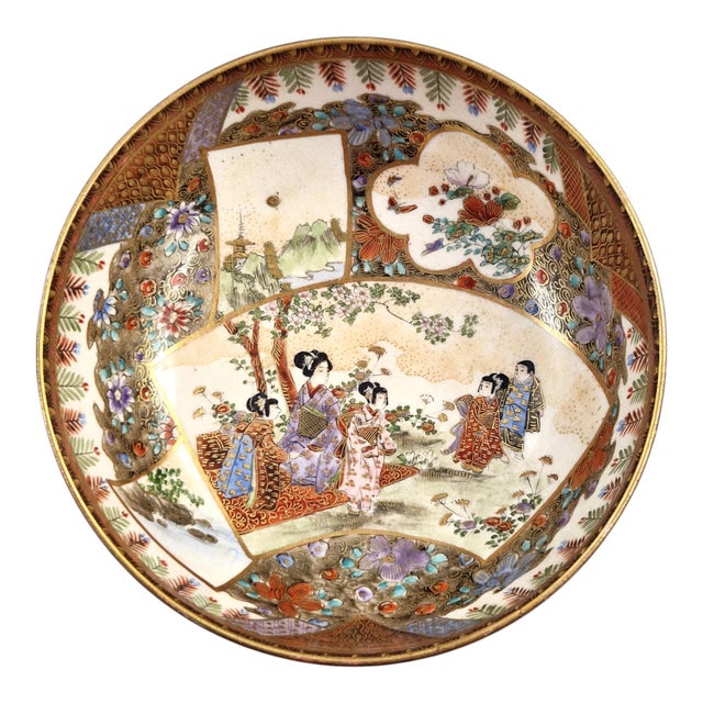 Antique Meiji Japanese Satsuma Bowl by Kozan, 1890s For Sale - Image 9 of 15
