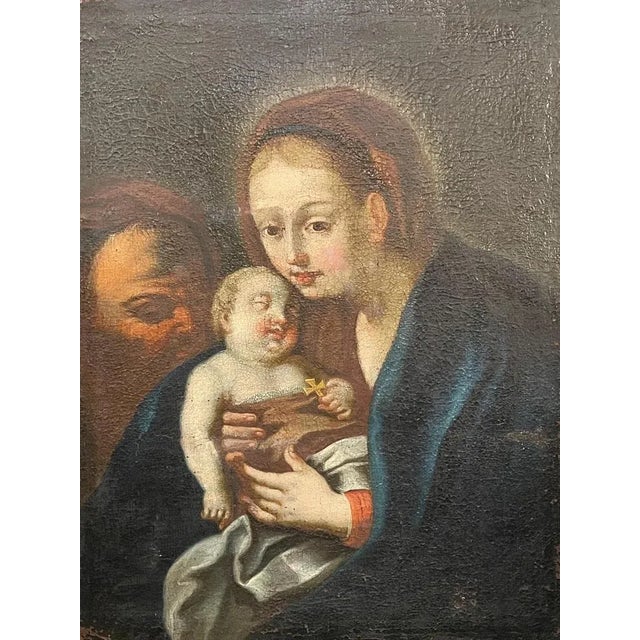 Antique painting, oil on canvas, Holy Family, 17th century Antique oil on canvas painting, created in the 17th century in...