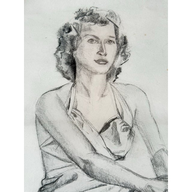 Mid-Century Modern 1944 Figure Study Pencil on Paper Drawing For Sale - Image 3 of 7