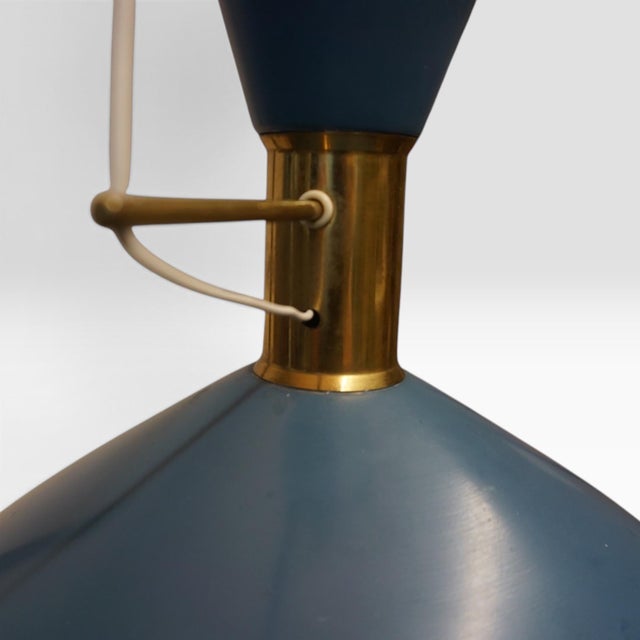 1950s Blue Diabolo Pendant Lamp from BAG Turgi, 1950s For Sale - Image 5 of 10