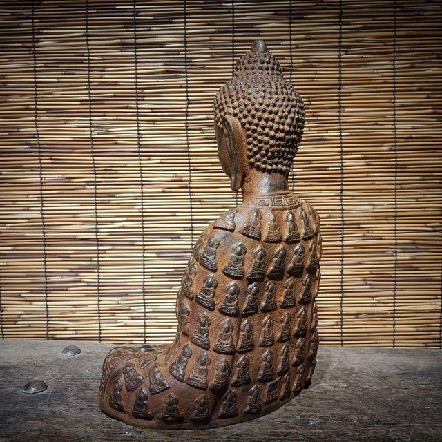 Late 20th Century Big Size Old Praying Buddha Statue From China Original Buddhas For Sale - Image 6 of 8