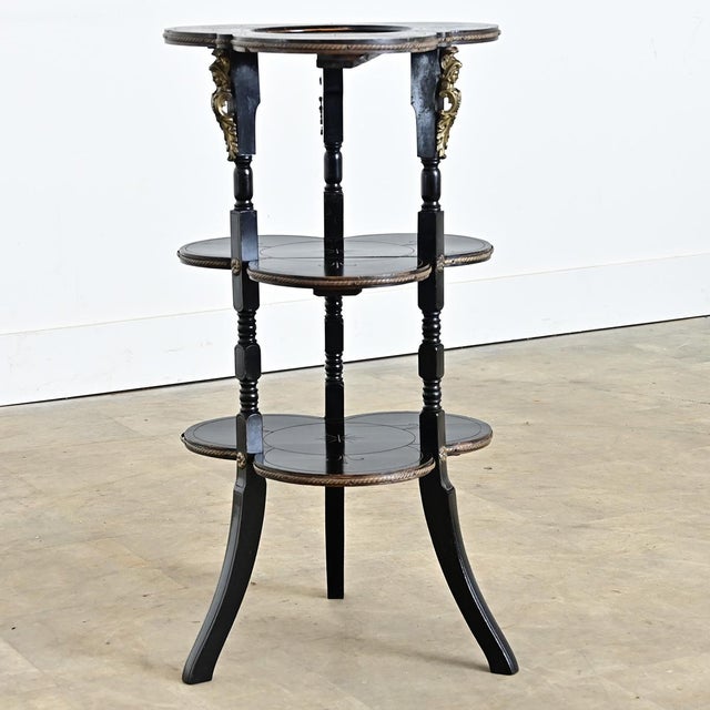 19th Century Napoléon III Etched & Ebonized Étagère For Sale - Image 12 of 16