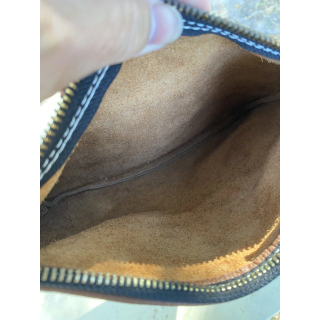 Black Pebbled Black Leather & Brass Chain Purse For Sale - Image 8 of 11