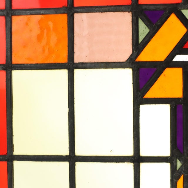 Art Deco Amsterdam School Stained Glass Window, 1930s For Sale - Image 12 of 16