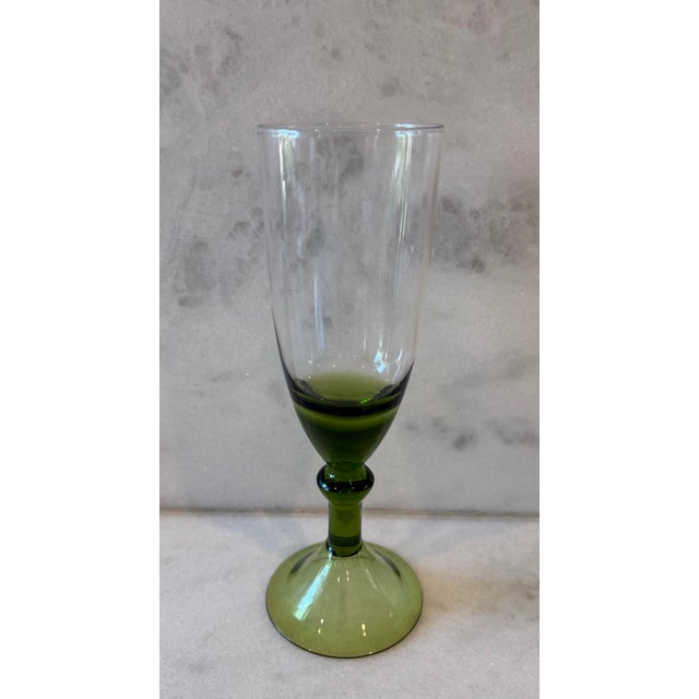 Traditional Vintage Handblown Green Wine Glasses - Set of 8 For Sale - Image 3 of 12