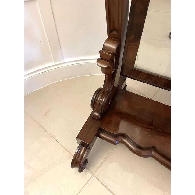 Large Antique Victorian Mahogany Cheval Mirror, 1850s For Sale - Image 4 of 8