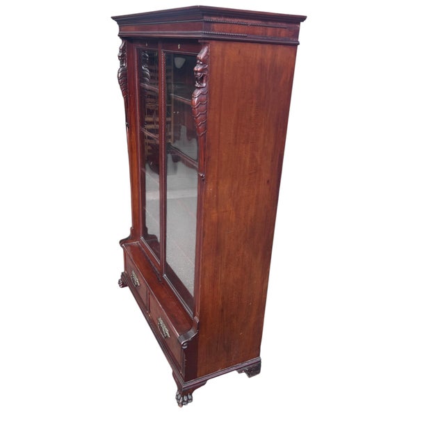 Lion Bookcase Antique Mahogany For Sale - Image 10 of 18
