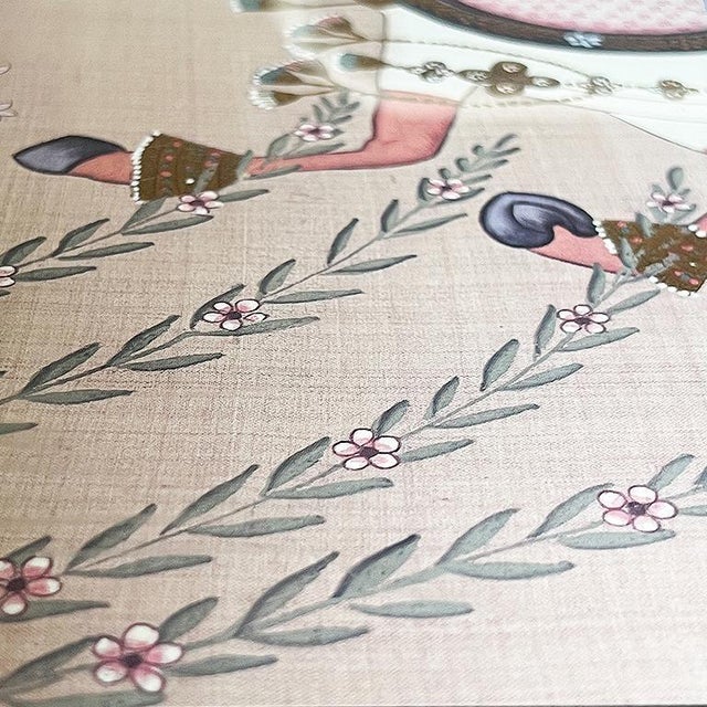 Late 20th Century Framed Hand Painted Indian Gouache Painting of Horse on Silk in Pink - India For Sale - Image 9 of 10