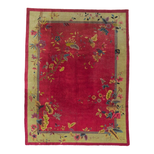 Early 20th Century Antique Chinese Art Deco Rug, 09'00 X 11'09 For Sale