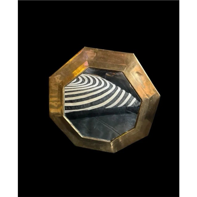 Mid-Century Modern MCM Brass Wrapped Octagon Mirror For Sale - Image 3 of 8