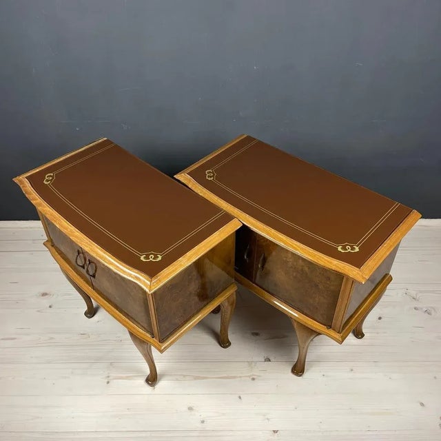 Vintage Wood Nightstands, Italy, 1950s, Set of 2 For Sale - Image 10 of 13