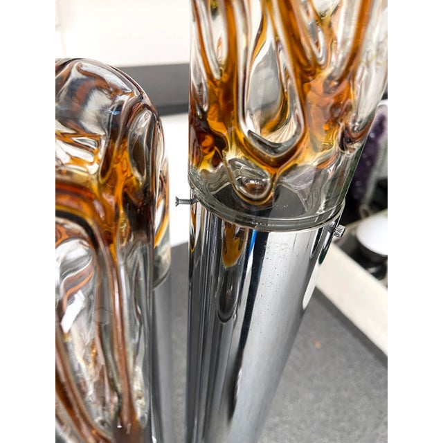 Metal Mid-Century Modern Ring Floor Lamp Murano Glass Metal by Mazzega, Italy, 1970s For Sale - Image 7 of 13