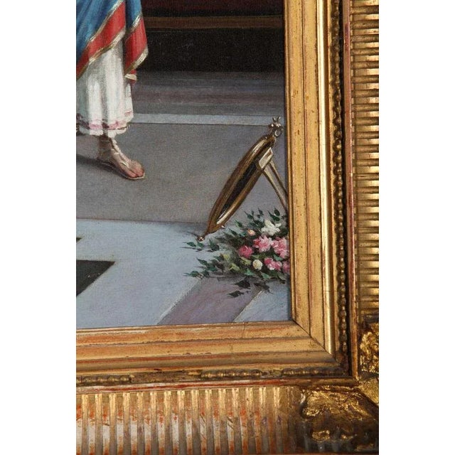 Textile Pompeian Scene, Oil on Canvas, Egisto Sarri For Sale - Image 7 of 8