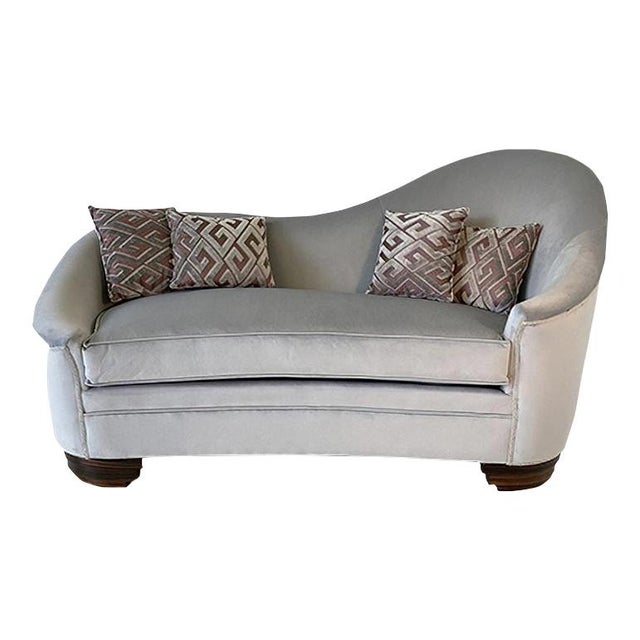 Art Deco Velvet and Macassar Sofa, 1950s For Sale - Image 11 of 11