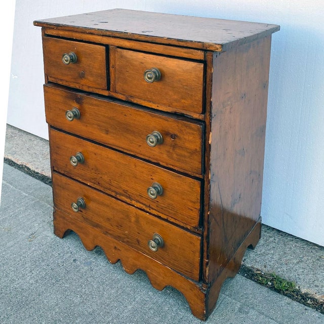 American 19th Century American New England Pine Miniature Chest of Drawers For Sale - Image 3 of 10