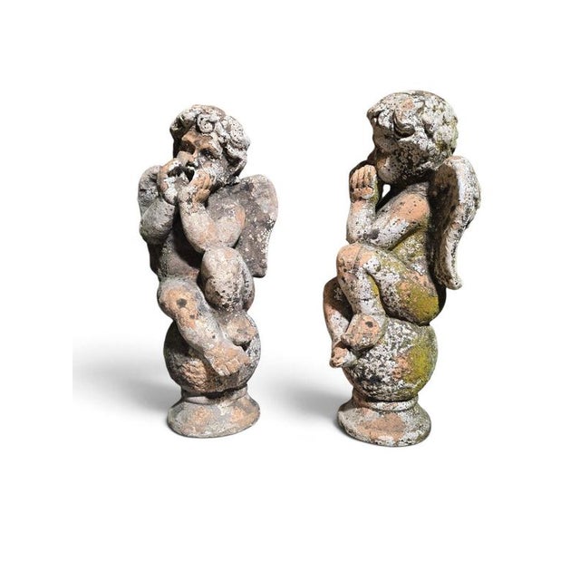 19th Century Pair of Terracotta Cherub Sculptures, 1880, Terracotta For Sale - Image 5 of 9