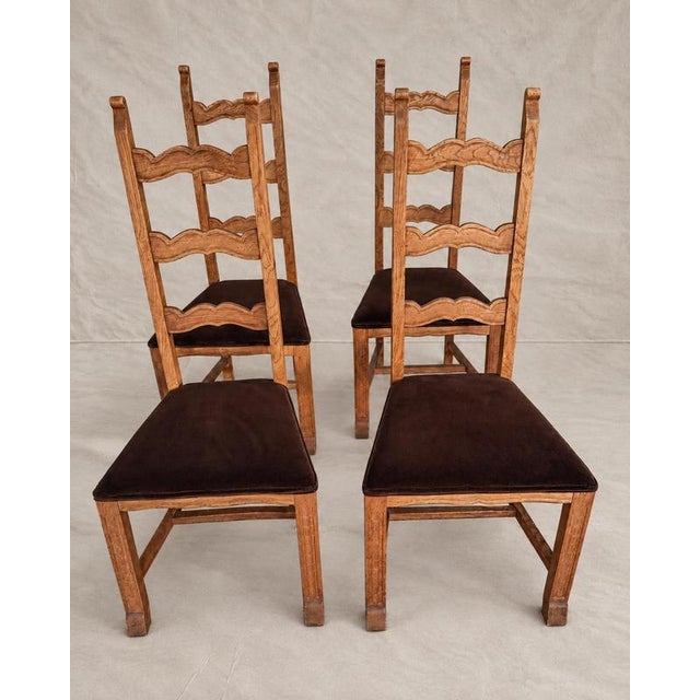 Danish Carved Oak Dining Chairs in the style of Skønvirke, 1930s, Set of 4 For Sale - Image 6 of 13