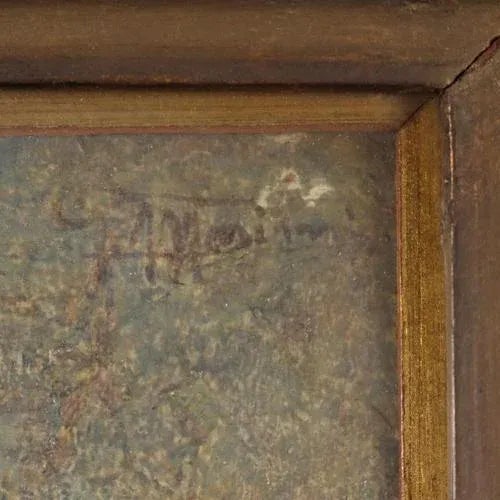 Gregorio Mariani, City Life, Oil on Cardboard, Framed For Sale - Image 8 of 12