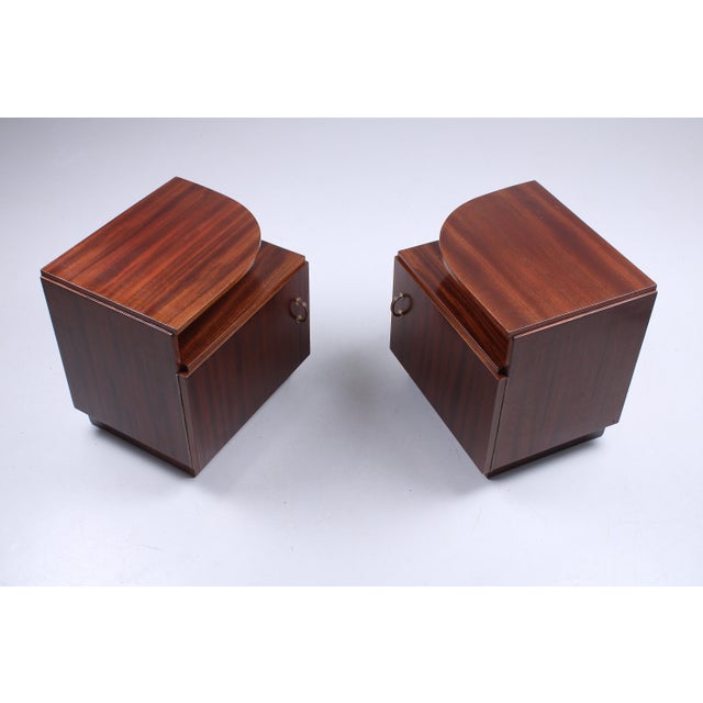 Wood Art Deco Dark Wood Nightstands, 1940s, Set of 2 For Sale - Image 7 of 15