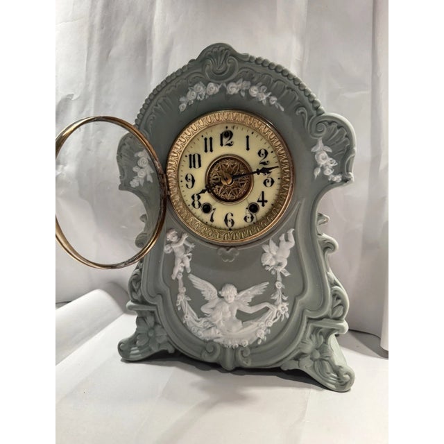 Late 19th Century Antique “Cameo No 8351” Wedgewood Porcelain Clock by Gilbert For Sale - Image 5 of 9
