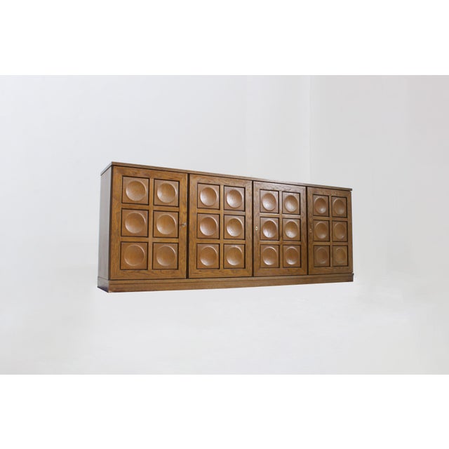 Vintage Brutalist sideboard design by Gerhard Bartels in the 1970s . Beautifully designed with a playful graphic design....