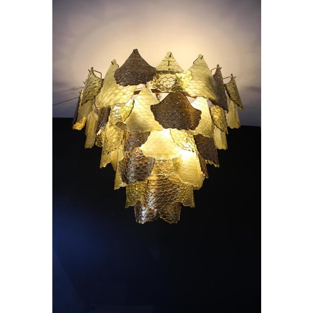 Green and Gold Murano Glass Chandelier with Scale Decoration, 2000s For Sale - Image 10 of 18