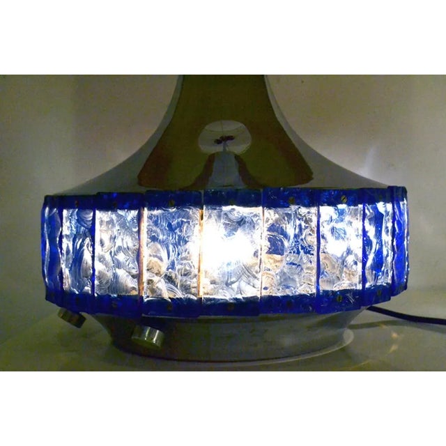 Large Italian Table Lamp with Hammered Glasses, 1970s For Sale - Image 4 of 11