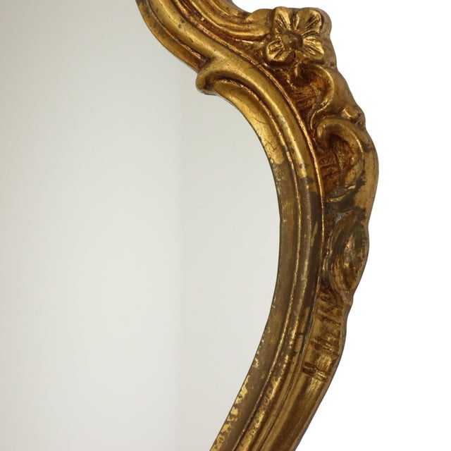 Baroque French Gold-Leaf Gilded Mirror with Crest For Sale - Image 9 of 16
