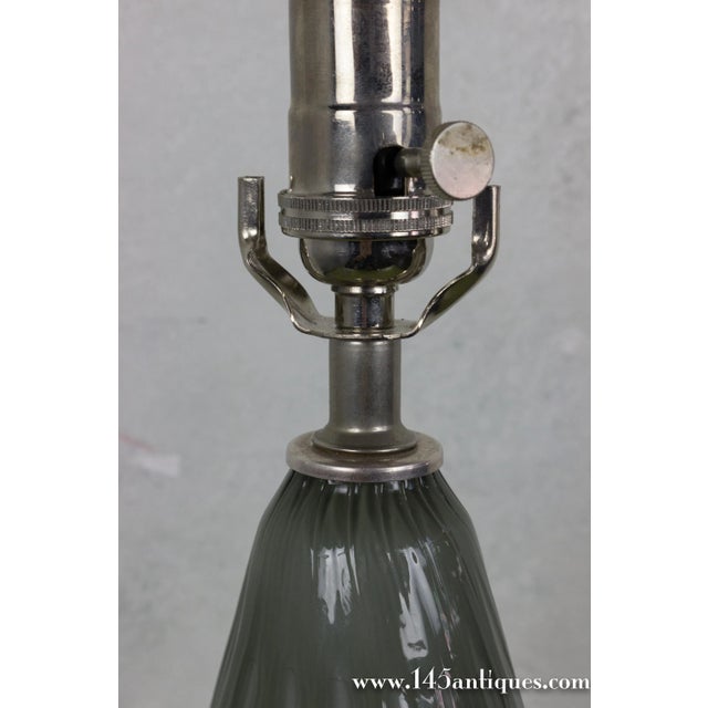 White Pair of Italian Murano Glass Table Lamps With Diamond Pattern, 1950s For Sale - Image 8 of 10