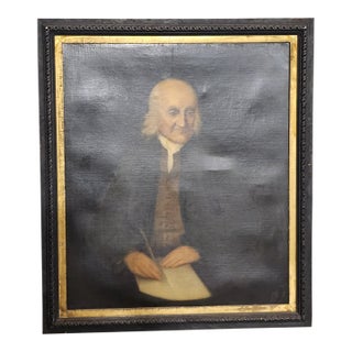 Early 19th Century American Portrait Painting of a Gentleman Period Black Frame For Sale