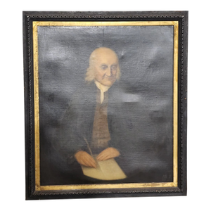 Early 19th Century American Portrait Painting of a Gentleman Period Black Frame